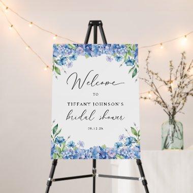 Blue Hydrangea Floral  Welcome Sign