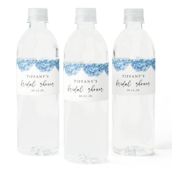 Blue Hydrangea Floral  Welcome Sign Water Bottle Label