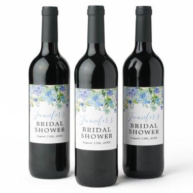 Blue Hydrangea Floral  Wine Label