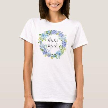 Blue Hydrangea Floral Bridesmaid T- Shirts