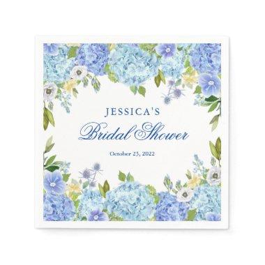 Blue Hydrangea Floral Greenery  Paper Napkins