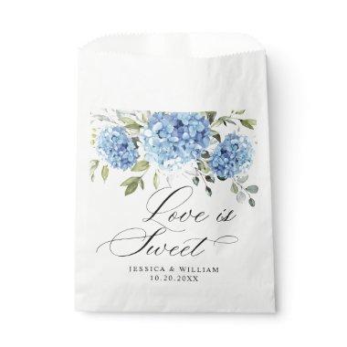 Blue Hydrangea Floral Love and Thanks Wedding Favor Bag