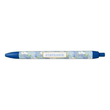Blue Hydrangea Floral Personalized Name pen