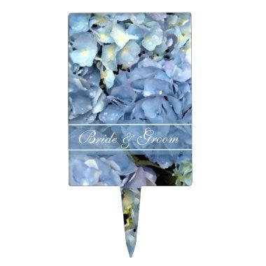 Blue Hydrangea Floral Wedding Cake Topper