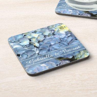 Blue Hydrangea Floral Wedding Drink Coaster