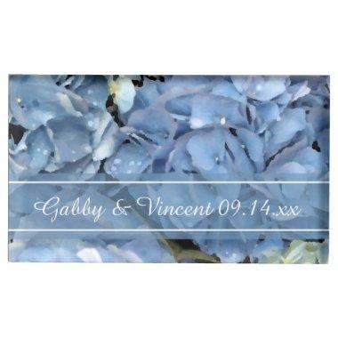 Blue Hydrangea Floral Wedding Table Card Holder