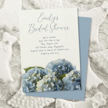 Blue Hydrangea Flowers Border Shower Invitations