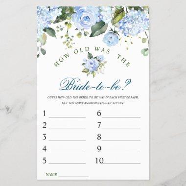 Blue Hydrangea Flowers Greenery Bridal Shower Game