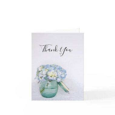 Blue Hydrangea Flowers in Vase Wedding Thank You