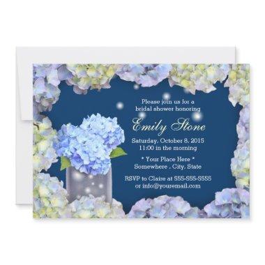 Blue Hydrangea Flowers & Mason Jar