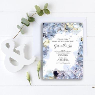 Blue Hydrangea Flowers Watercolor Bridal Shower Invitations