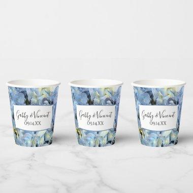 Blue Hydrangea Flowers Wedding Paper Cups