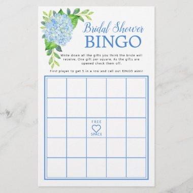 Blue Hydrangea Geometric Bridal Shower Bingo Game