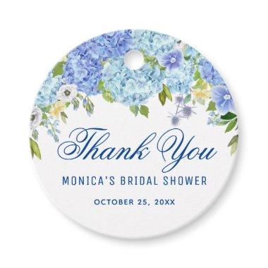 Blue Hydrangea Greenery Bridal Shower Thank You Favor Tags