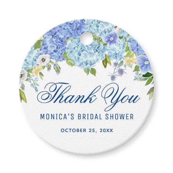 Blue Hydrangea Greenery Bridal Shower Thank You Favor Tags