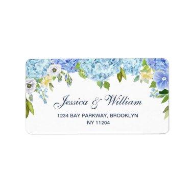 Blue Hydrangea Greenery Floral Address Label