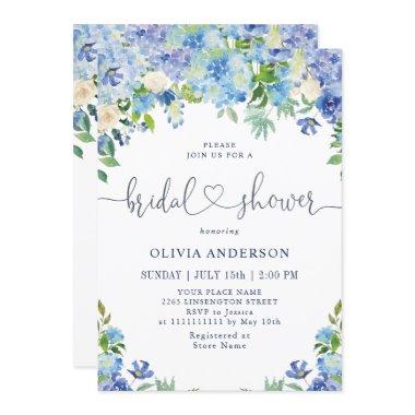 Blue Hydrangea Greenery Watercolor