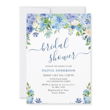 Blue Hydrangea Greenery Watercolor