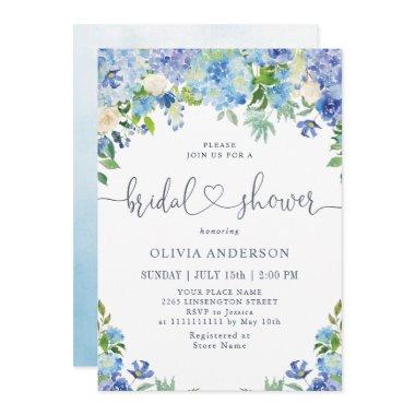 Blue Hydrangea Greenery Watercolor