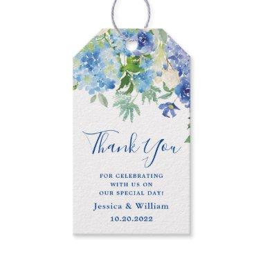 Blue Hydrangea Greenery Wedding Favor Thank You Gift Tags