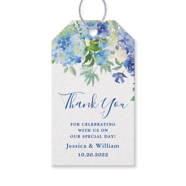 Blue Hydrangea Greenery Wedding Favor Thank You Gift Tags