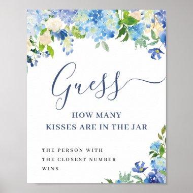 Blue Hydrangea Guess How Many Bridal Shower Poster