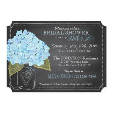 Blue Hydrangea Jar Chalkboard