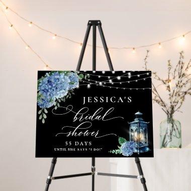 Blue Hydrangea Lantern Black Boho Bridal Shower Foam Board