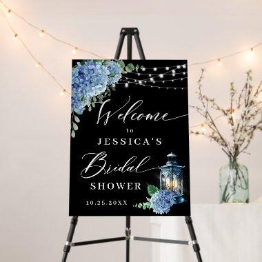 Blue Hydrangea Lantern Black Boho Bridal Shower Foam Board