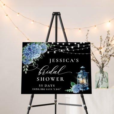 Blue Hydrangea Lantern Black Boho Bridal Shower Foam Board