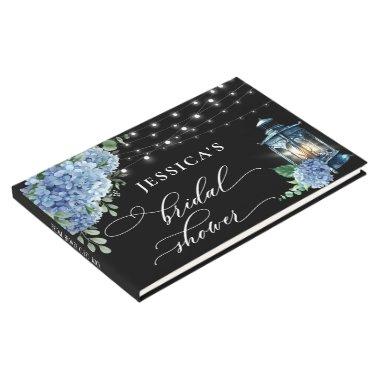 Blue Hydrangea Lantern Black Boho Bridal Shower Guest Book