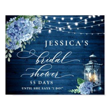 Blue Hydrangea Lantern Wood Boho  Poster