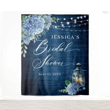 Blue Hydrangea Lantern Wood Bridal Shower Backdrop