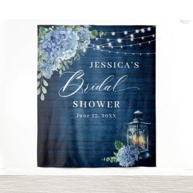 Blue Hydrangea Lantern Wood Bridal Shower Backdrop