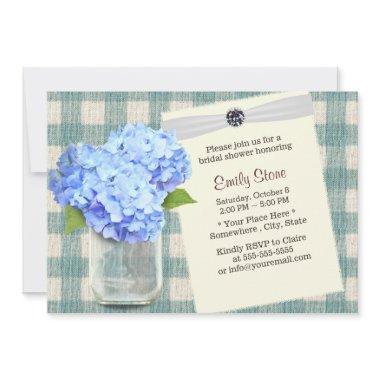Blue Hydrangea & Mason Jar Plaid