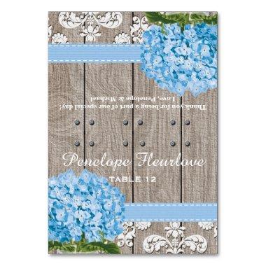 Blue Hydrangea Ribbon DIY Tent Place Invitations