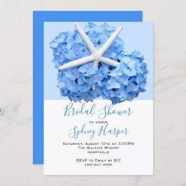 Blue Hydrangea Seaside Garden Bridal Shower Invita Invitations
