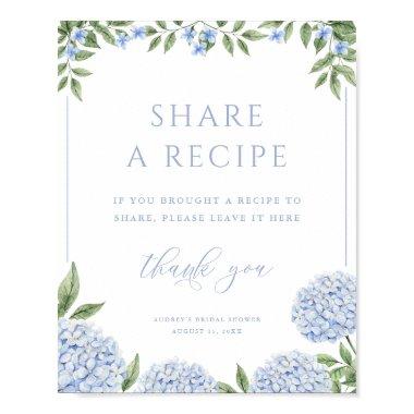 Blue Hydrangea Share a Recipe Shower Poster