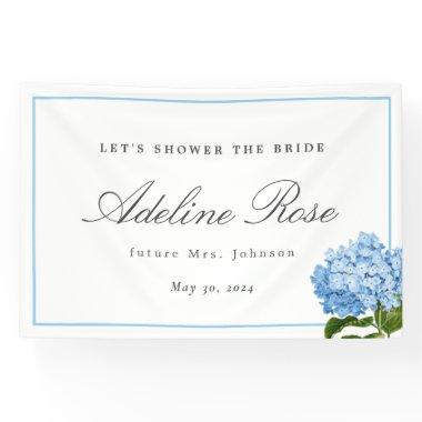 Blue Hydrangea Shower the Bride Name and Date Banner