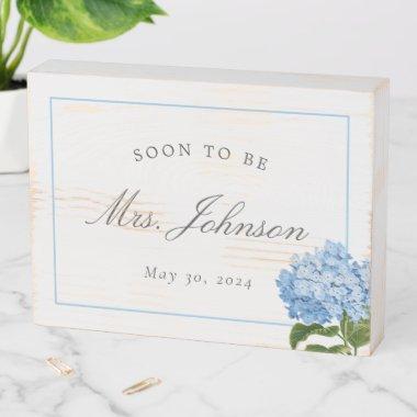 Blue Hydrangea Soon to Be Mrs Bridal Shower Wooden Box Sign