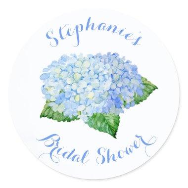 Blue Hydrangea Watercolor Floral  Classic Round Sticker