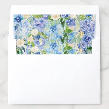 Blue Hydrangea Watercolor Floral Envelope Liner