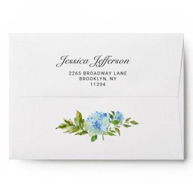 Blue Hydrangea Watercolor Floral for  Enve Envelope