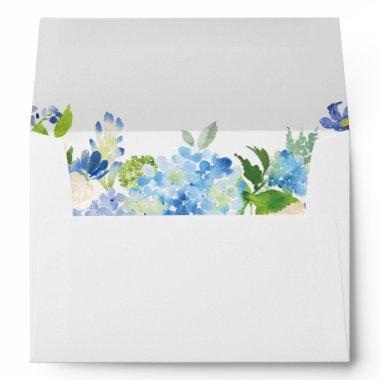 Blue Hydrangea Watercolor Floral for  Envelope