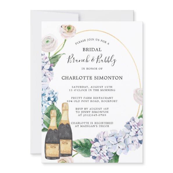 Blue Hydrangea White Rose Floral Brunch Bubbly