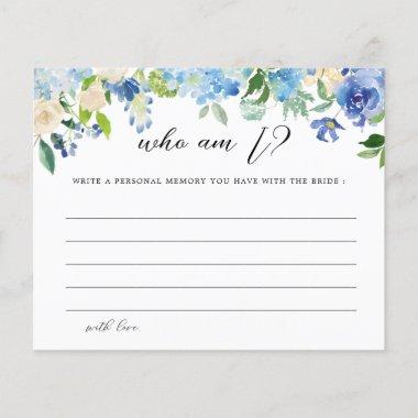 Blue Hydrangea Who Am I Guessing Game Invitations