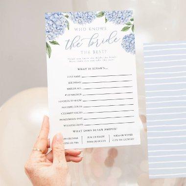 Blue Hydrangea Who Knows The Bride Paper Game