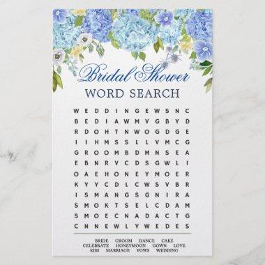 Blue Hydrangea Word Search Game Flyer
