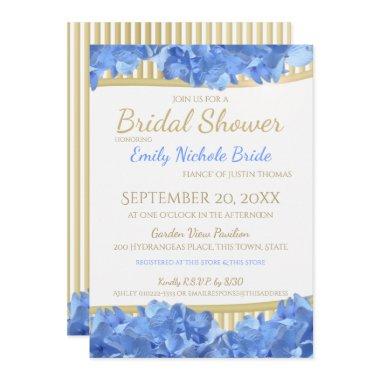 Blue Hydrangeas and Gold Stripes