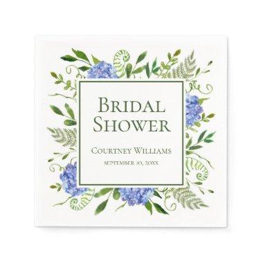 Blue Hydrangeas Bridal Shower Napkins